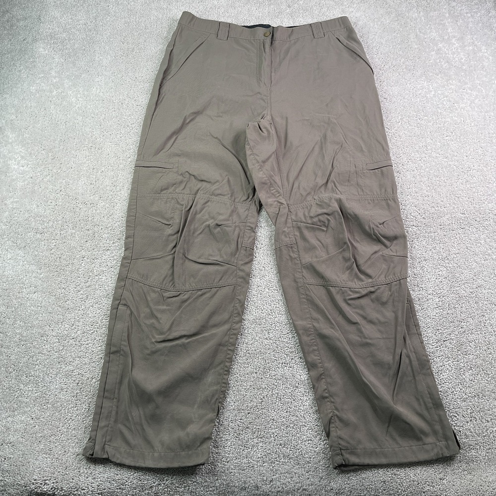 LL Bean Womens Pants Large Brown Nylon Hiking Climbing Outdoors Ankle Zip